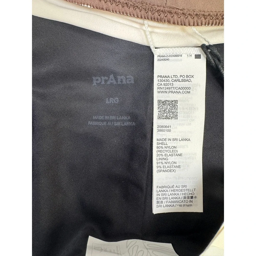 Prana Reia Bikini Bottom Black Brown Cream Colorblock Cheeky Swim Size L NEW